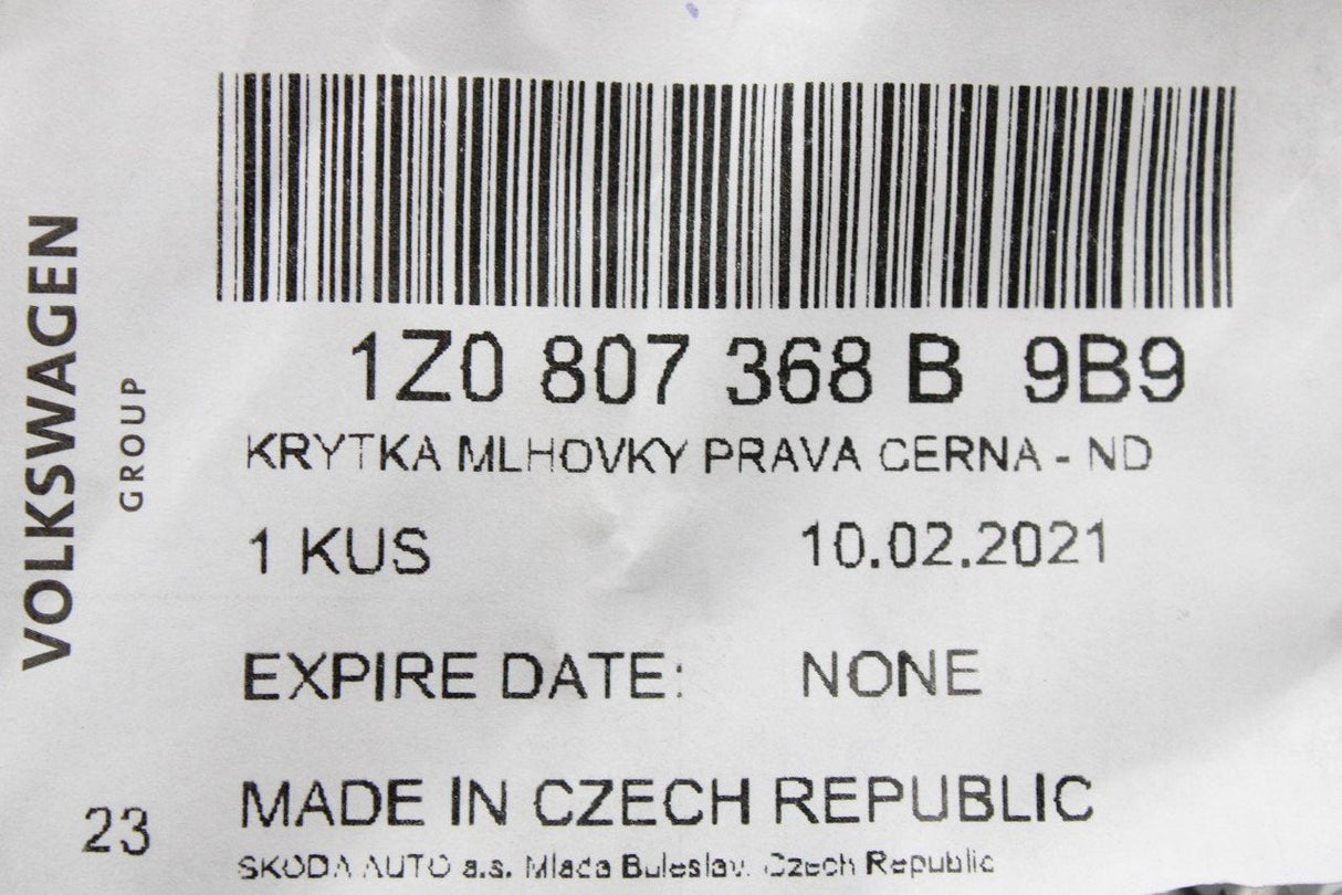 Skoda Octavia 1Z 09-13 lower front bumper grille (right) 1Z0807368B 9B9