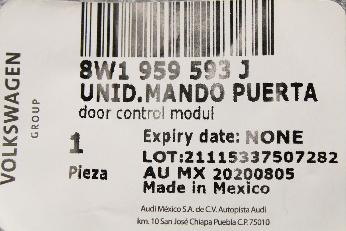 Audi Q5 SQ5 2017-on front door control module (drivers) 8W1959593J