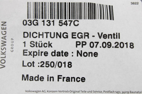 VW Audi Skoda SEAT 2.0 TDI EGR gasket seal 03G131547C