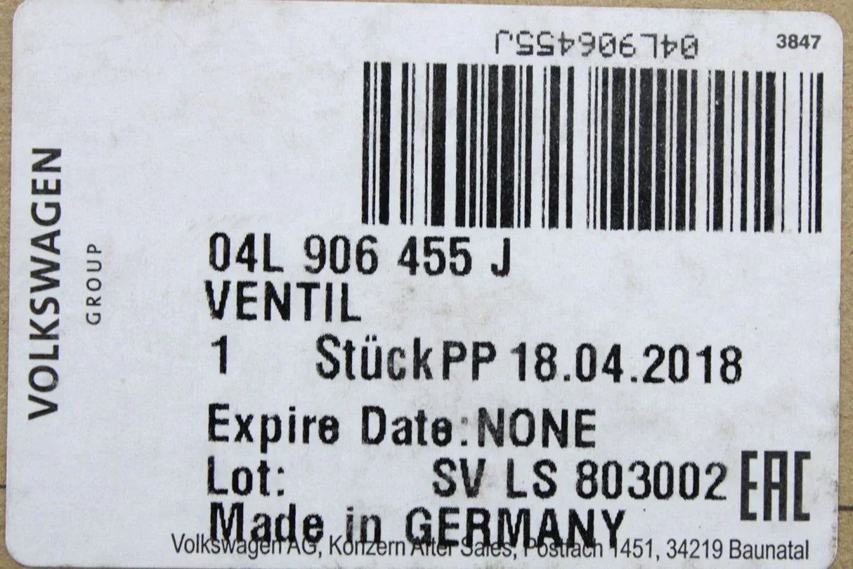 VW Audi Skoda SEAT 2.0 TDI oil pump control valve 04L906455J
