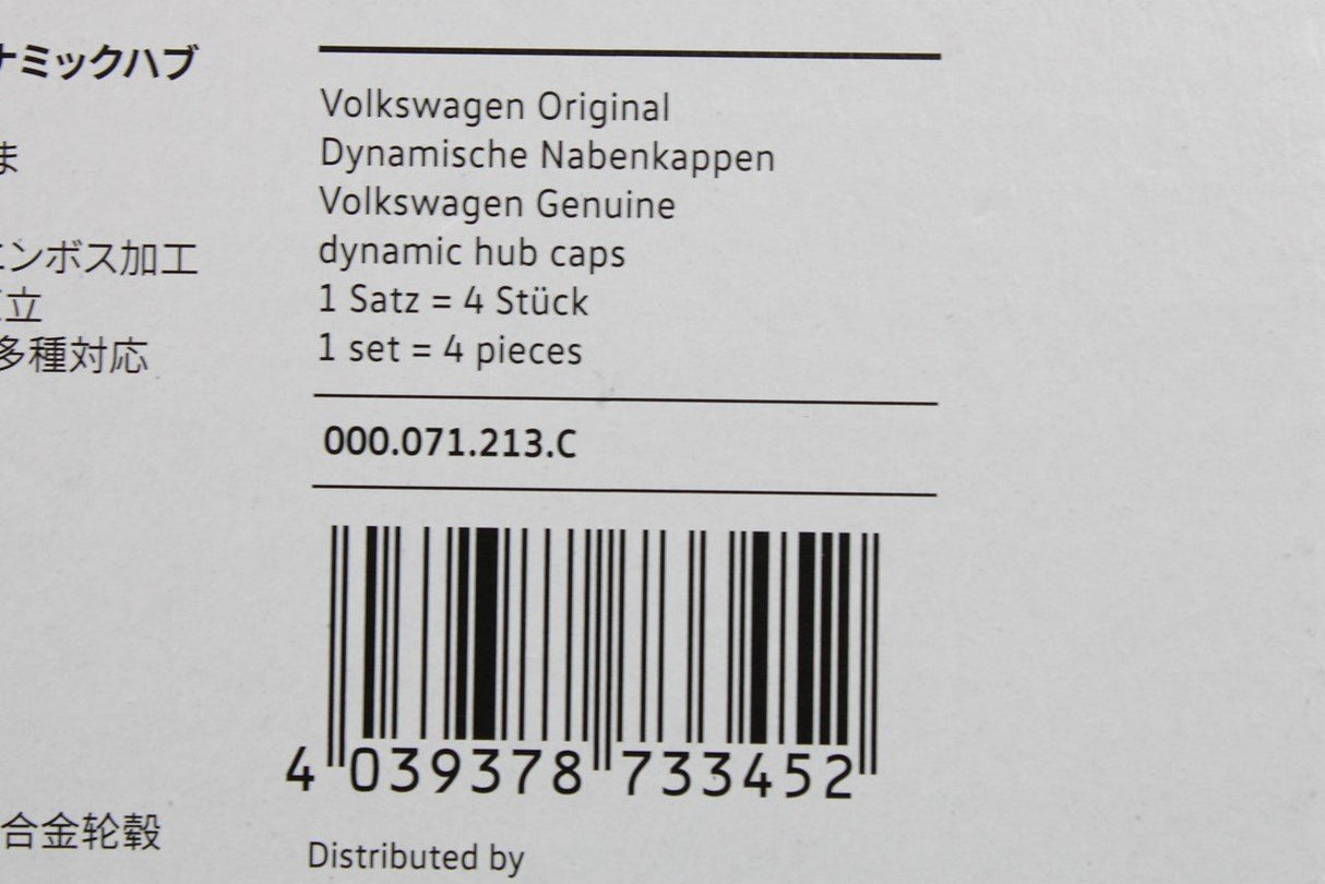 VW Dynamic self levelling alloy wheel centre caps (x4) 000071213C