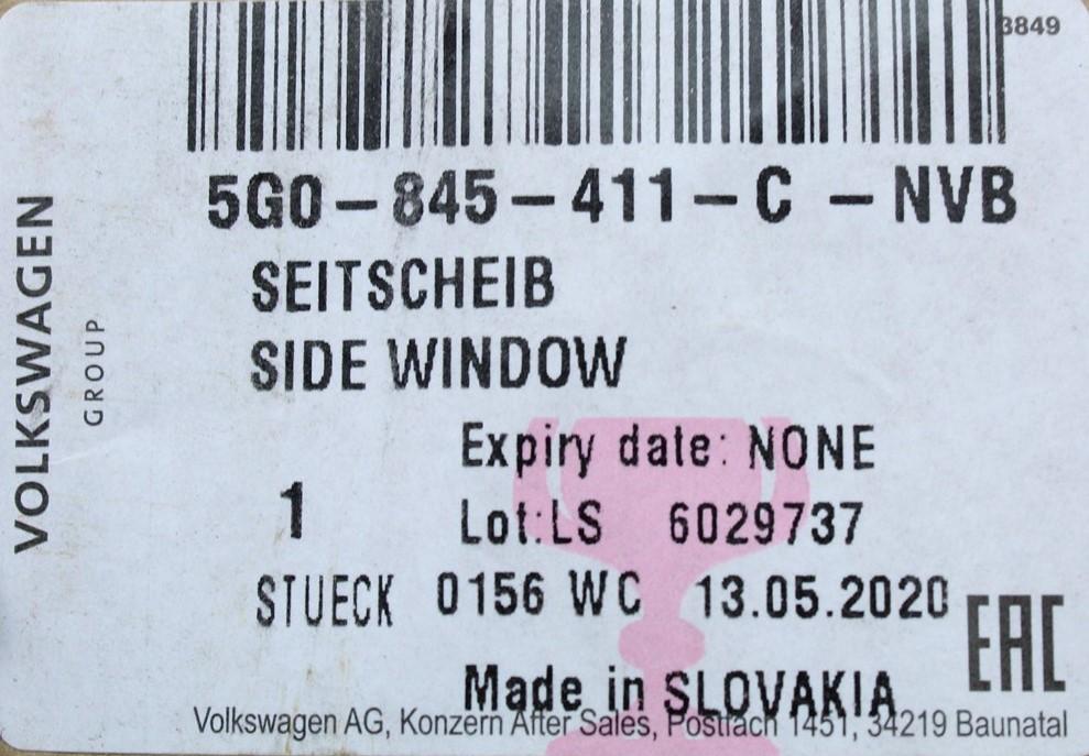 VW Golf MK7 Front left A pillar fixed window glass 5G0845411C NVB