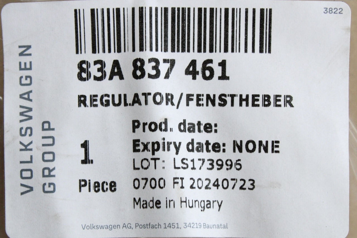 Audi Q3 2019-on RSQ3 2020-2024 front window regulator (left) 83A837461
