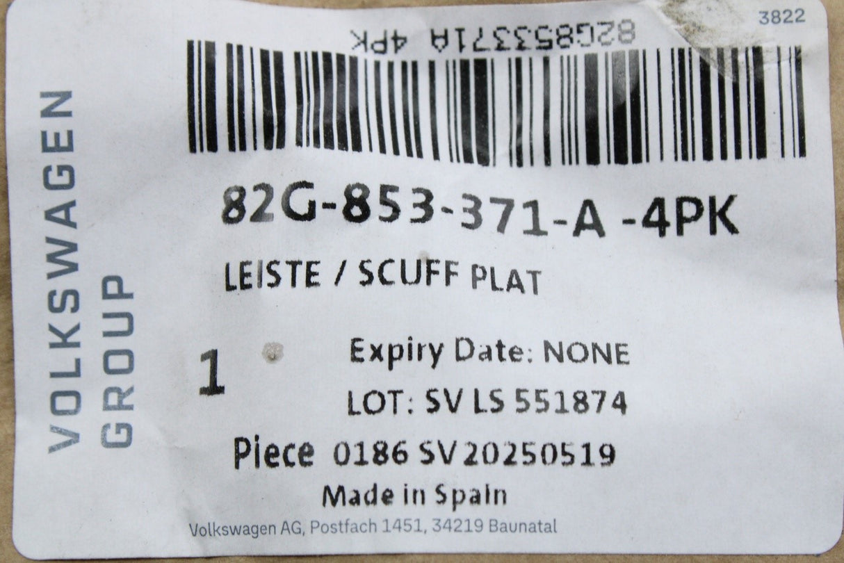 Audi A1 2019-on interior sill trim scuff plate (left) 82G853371A 4PK