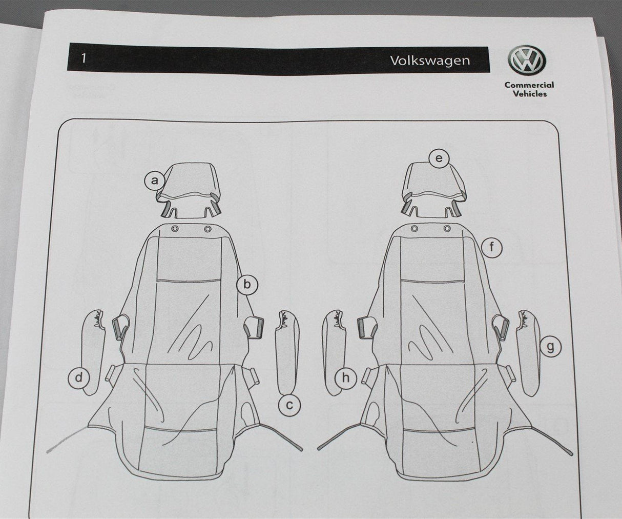 VW Transporter T5.1 2010-15 front 1+1 seat covers black ZGB7E0062011