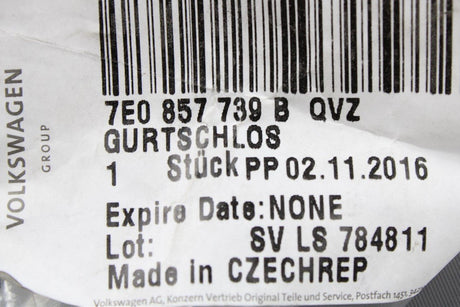 VW Transporter T5.1 T6 double seatbelt buckle (left) 7E0857739B QVZ