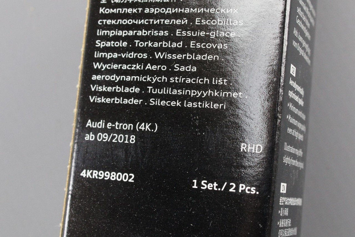 Audi e-Tron 2019-on front aero windscreen wiper blades (RHD) 4KR998002
