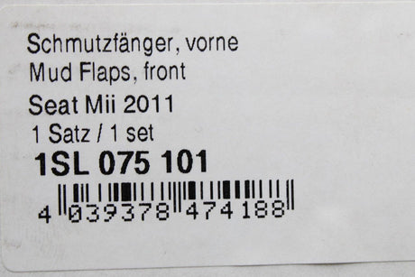 SEAT Mii 2012-on Accessory mud flaps set with fittings (front) 1SL075101