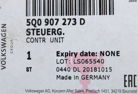 VW T6.1 Crafter tyre pressure monitoring system control unit 5Q0907273D