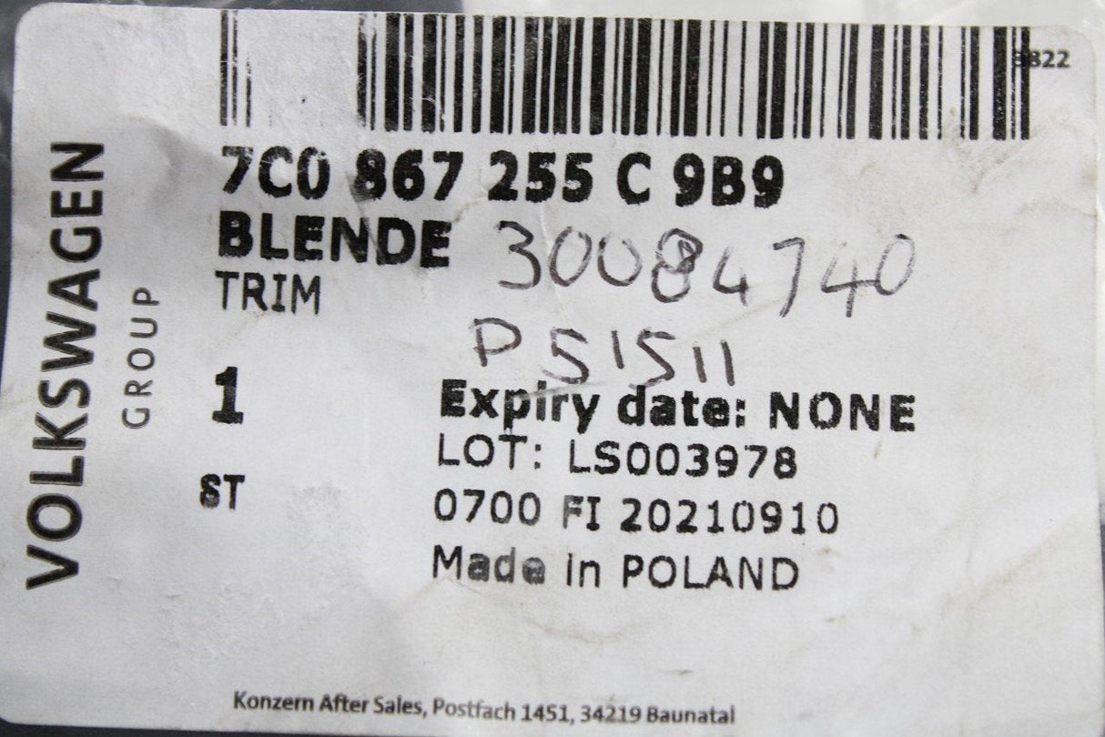 VW Crafter 2017-on drivers window switch surround trim 7C0867255C 9B9