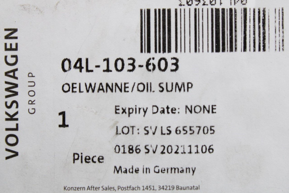 VW Golf MK7 Audi Skoda SEAT engine oil sump pan (1.6 2.0 TDI) 04L103603