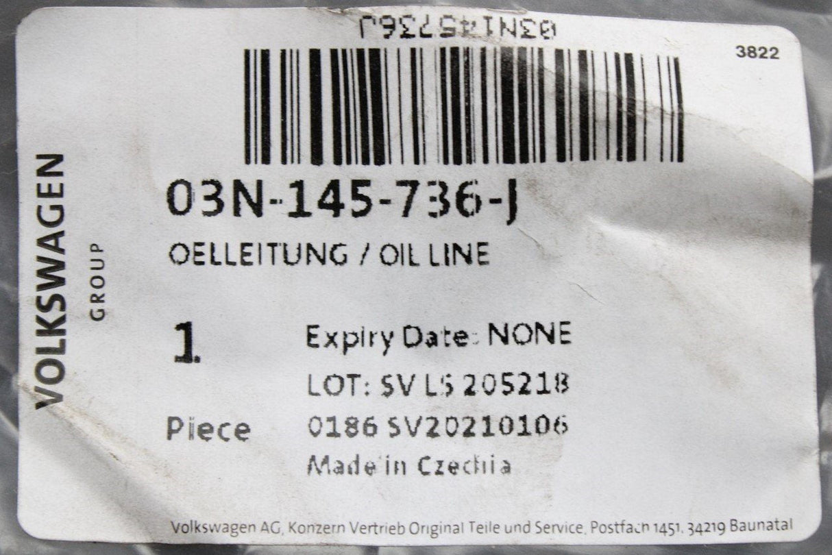 VW Crafter 2017- oil return line pipe with gaskets (2.0 TDI) 03N145736J