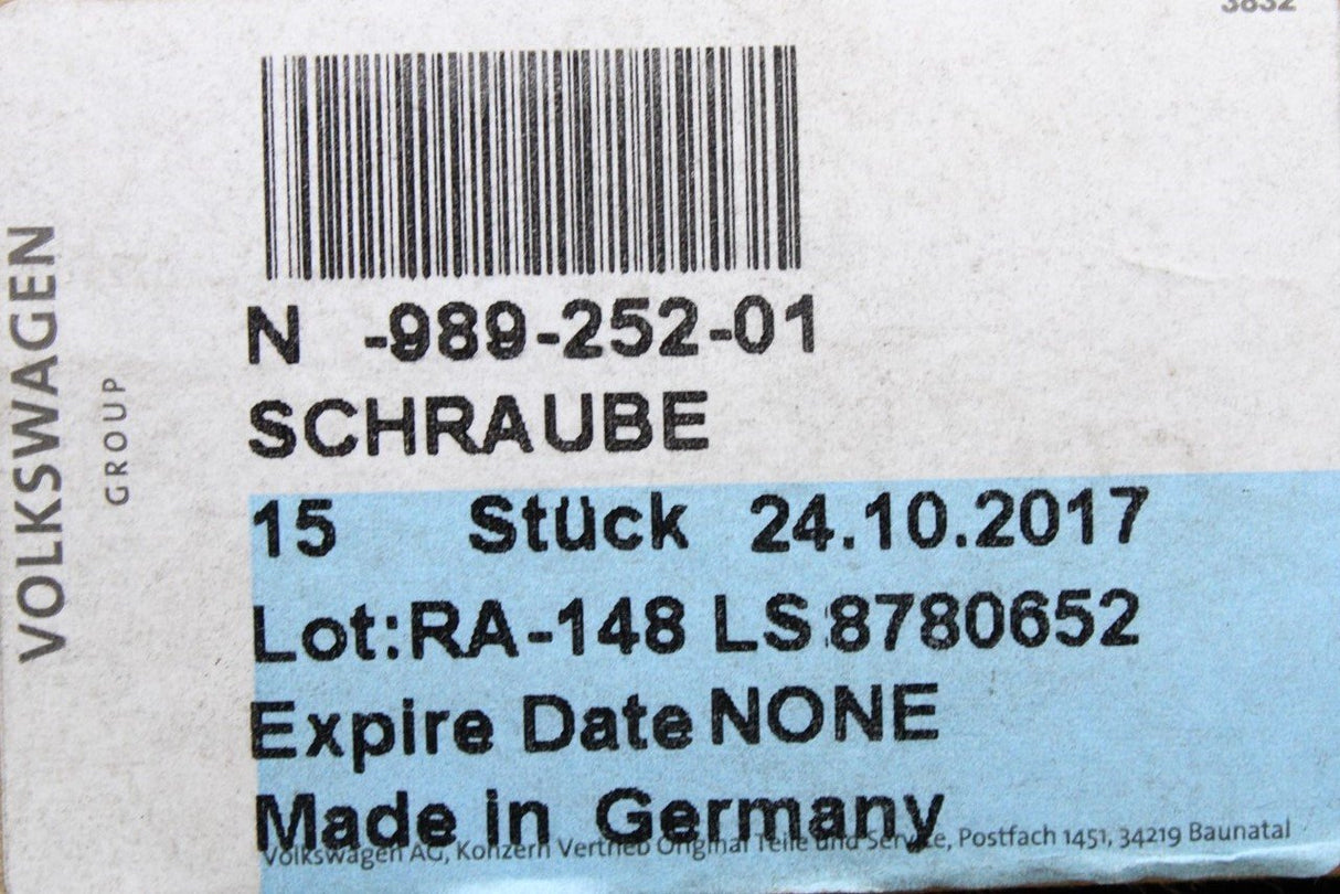 VW Skoda SEAT multi-spline seat belt bolt (x1) N98925201