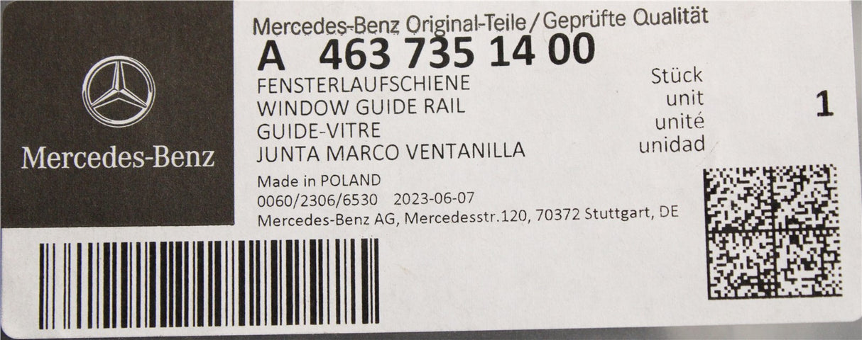 Mercedes-Benz AMG G63 window guide seal A4637351400