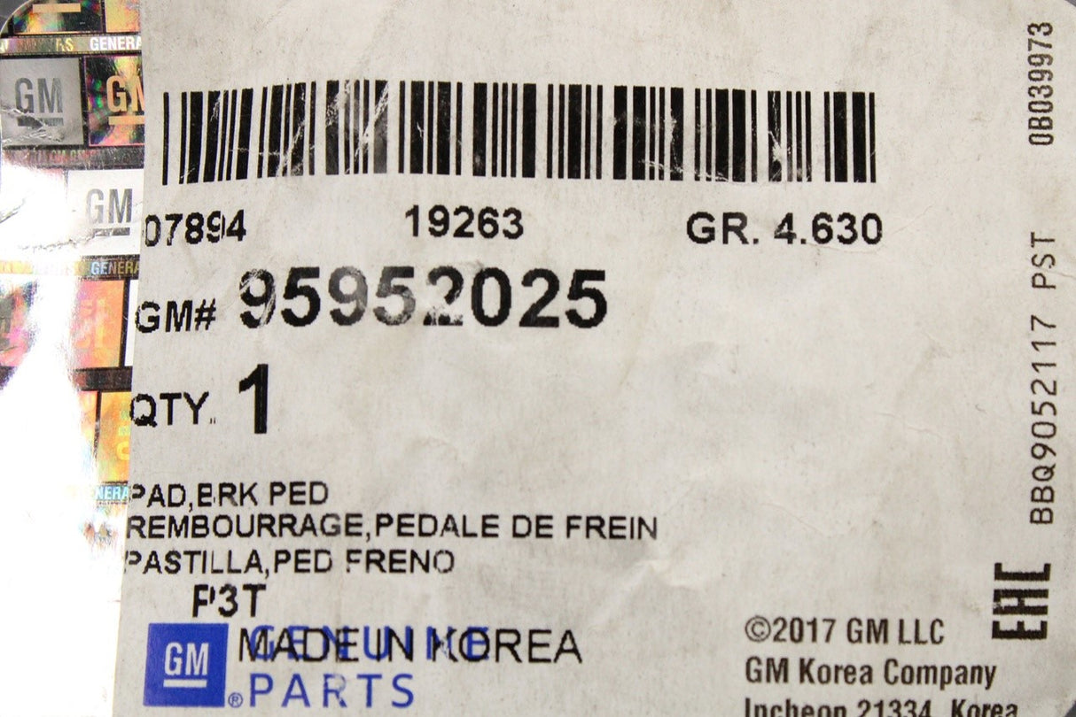 Vauxhall Mokka 2013-19 pedal cover pad (brake/clutch) 95952025