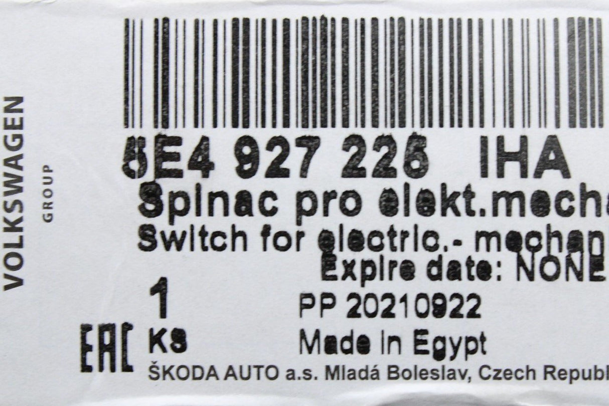 Skoda Octavia 2020-on electronic parking brake switch 5E4927225 IHA
