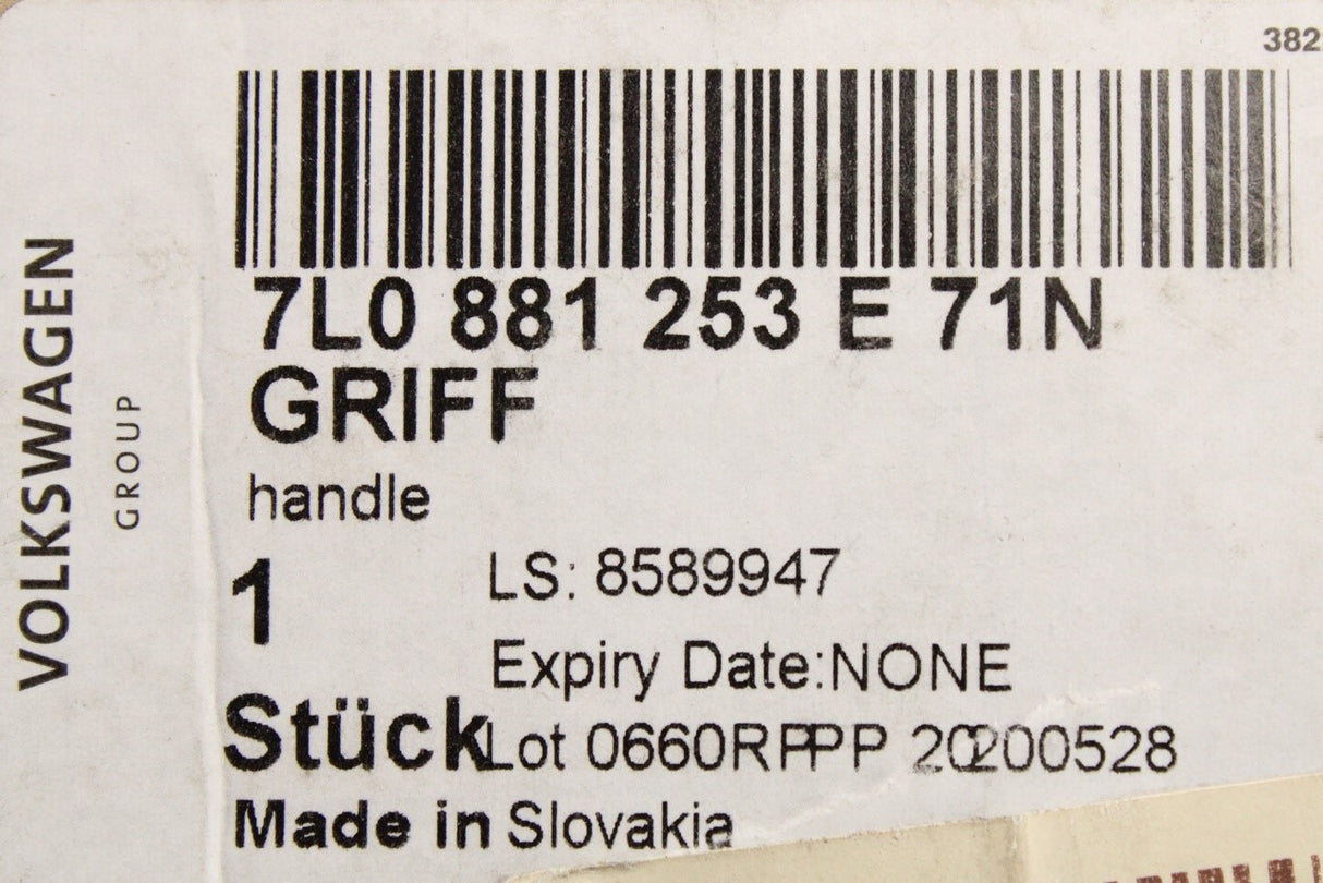 VW Touareg 03-10 seat slide adjust handle (front left) 7L0881253E 71N