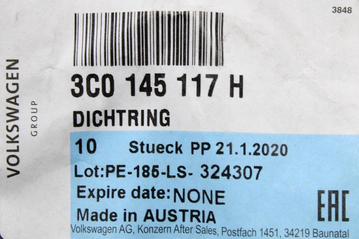 VW Audi Skoda SEAT intercooler boost pipe seal O ring 3C0145117H