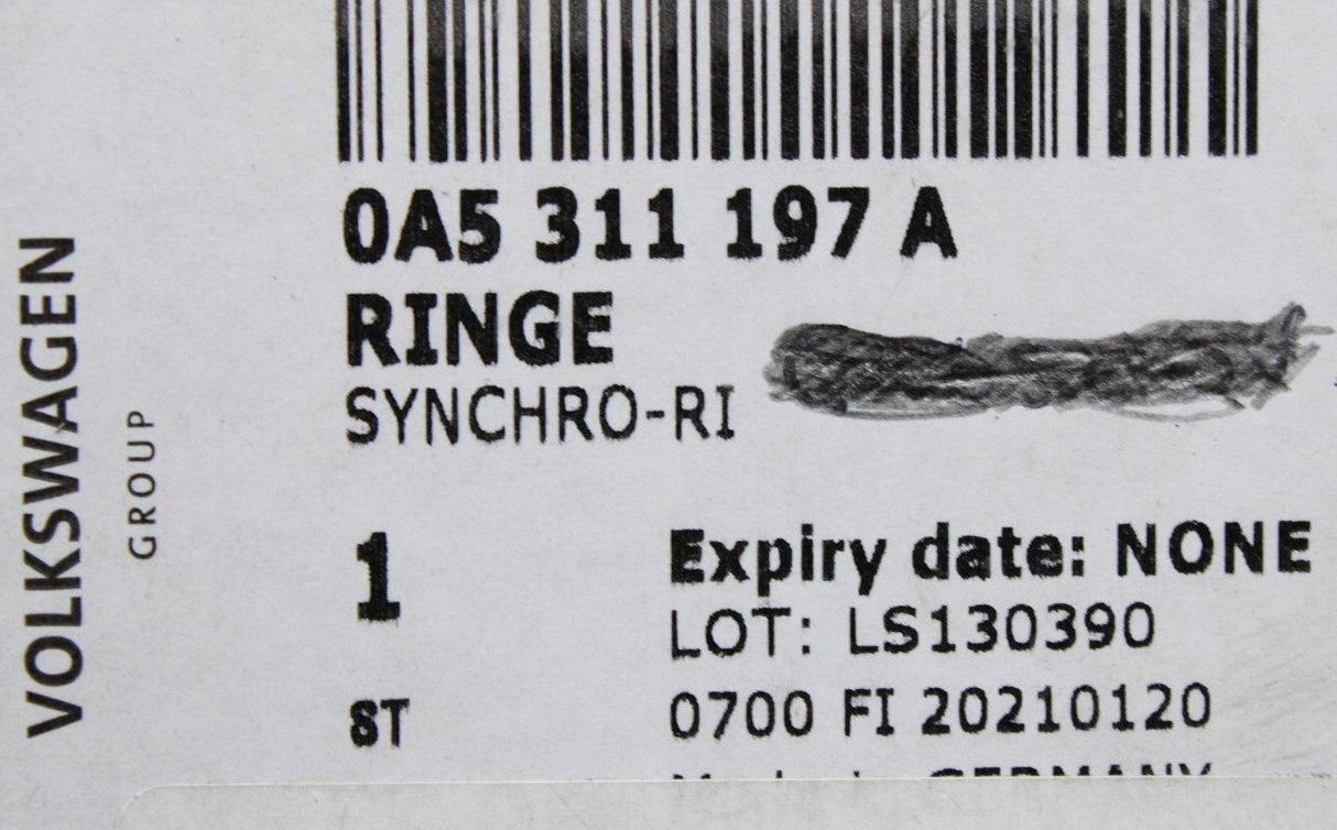 VW Transporter California T6 1/2 gearbox gear synchro rings 0A5311197A