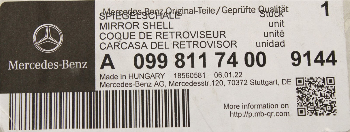 Mercedes-Benz A-Class W177 wing mirror cover cap (right) A09981174009144