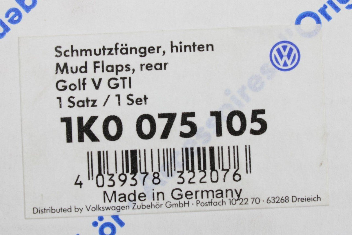 VW Golf GTI MK5 2004-2008 accessory mud flaps set (rear) 1K0075105