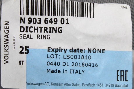 VW Audi Skoda SEAT Generic O ring gasket seal x1 N90364901