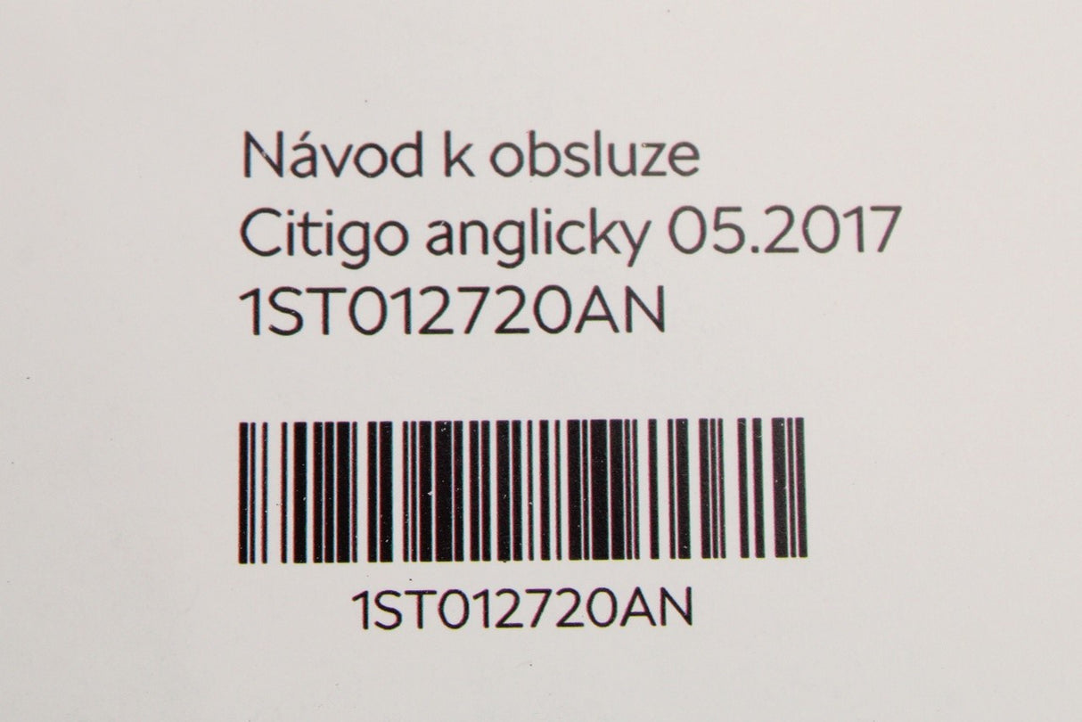 Skoda Citigo 2012-on owners handbook manual 1ST012720AN