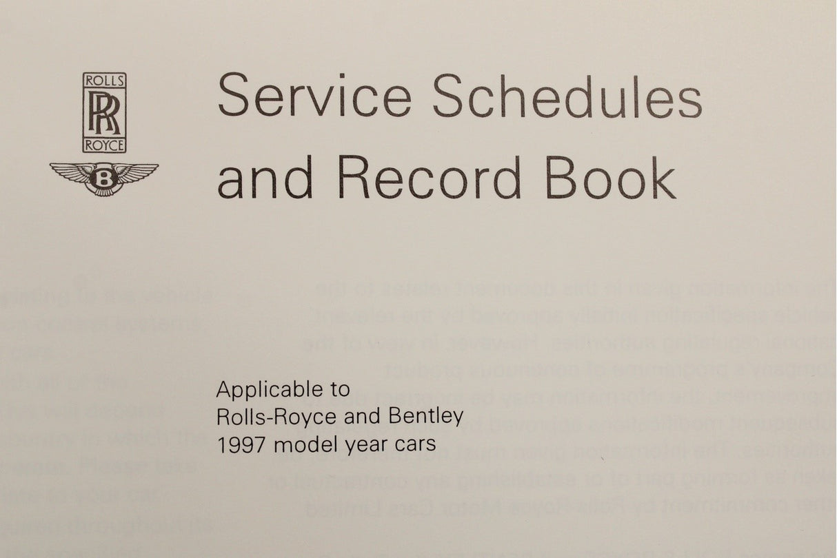 Bentley service schedule handbook (1997) TSD6056