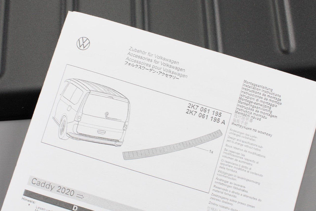 VW Caddy 2020-Onward Rear bumper loading protector (Black) 2K7061195A