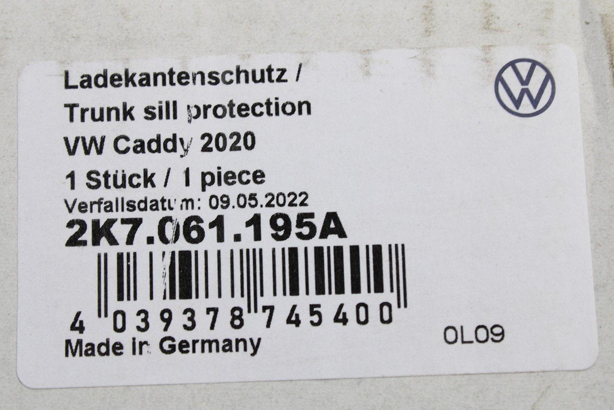 VW Caddy 2020-Onward Rear bumper loading protector (Black) 2K7061195A