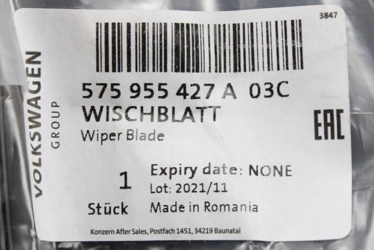 SEAT Ateca 2016-on wiper blade 286mm (rear) 575955427A 03C