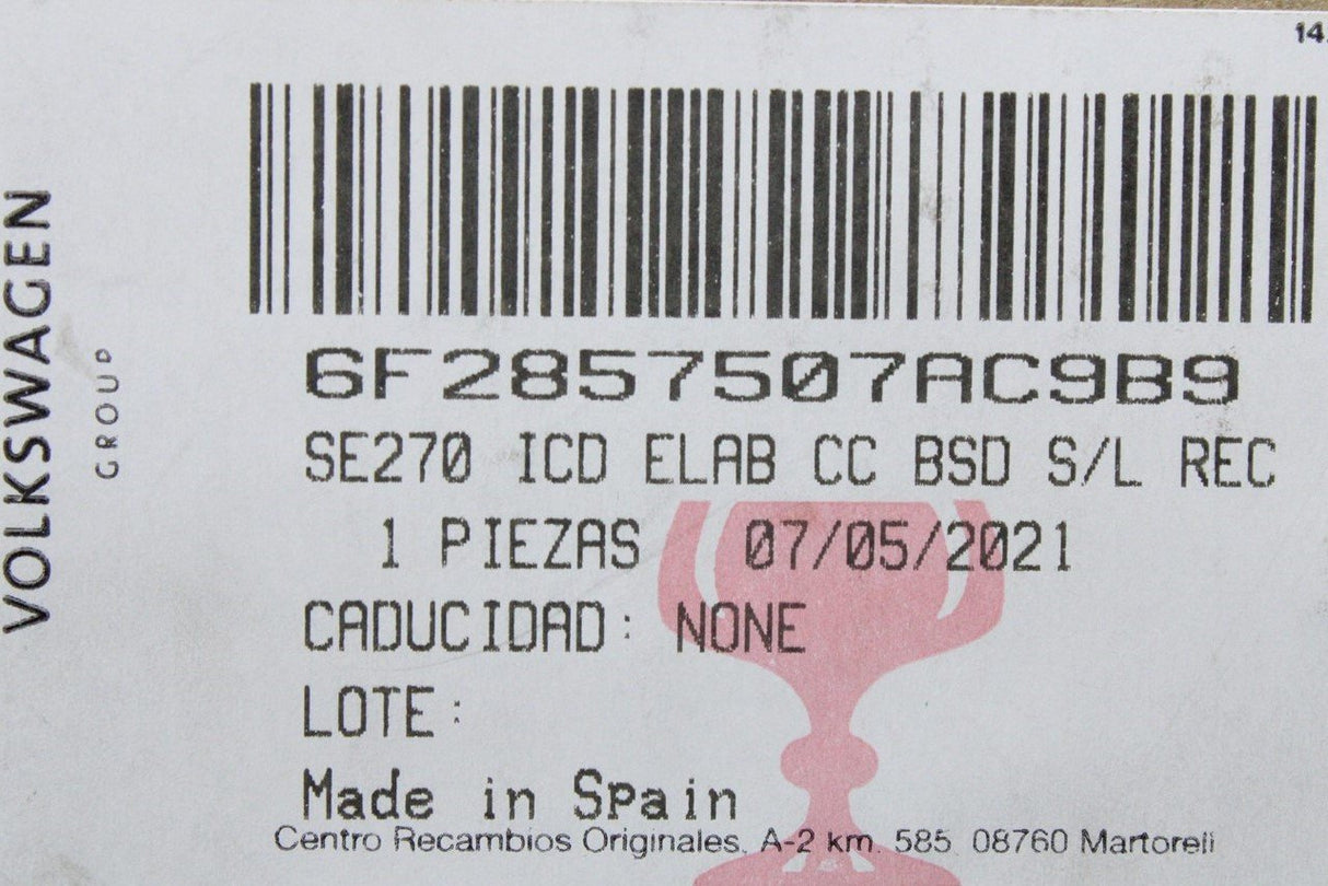 SEAT Arona Ibiza exterior wing mirror housing RHD (left) 6F2857507AC 9B9