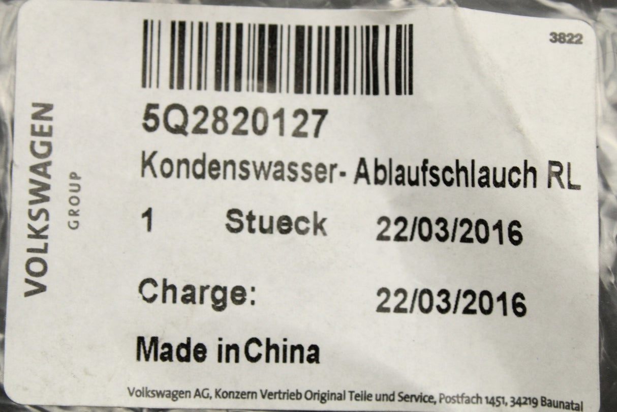 VW Audi Skoda SEAT air conditioning water drain hose RHD 5Q2820127