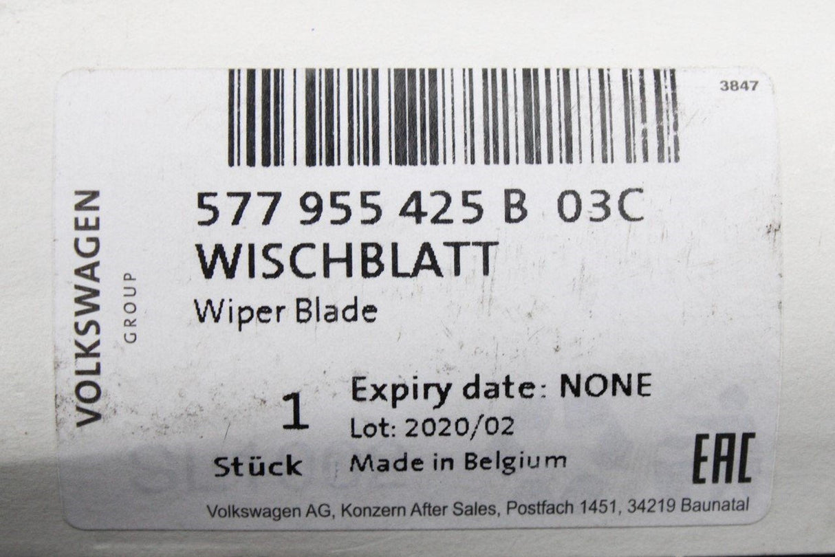 SEAT Ateca 2016-on front right wiper blade RHD (x1) 577955425B 03C