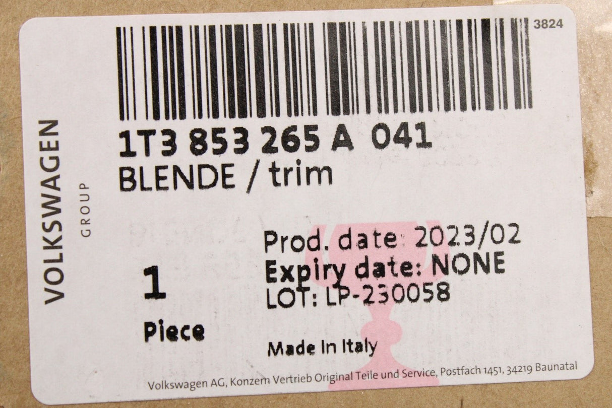 VW ID.Buzz exterior gloss black A-pillar trim (left) 1T3853265A 041