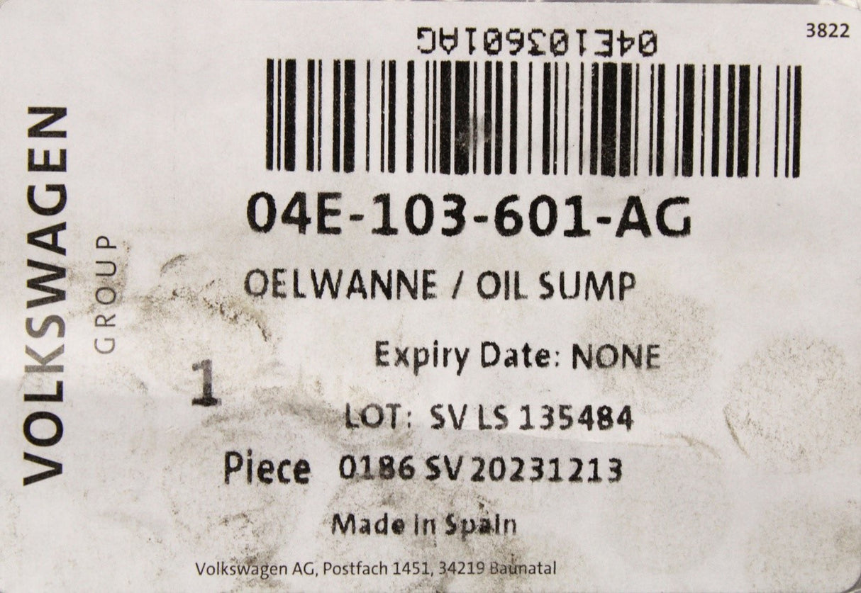 VW Golf Audi A3 Q3 Skoda SEAT 2020-on oil sump (1.5 TFSI) 04E103601AG