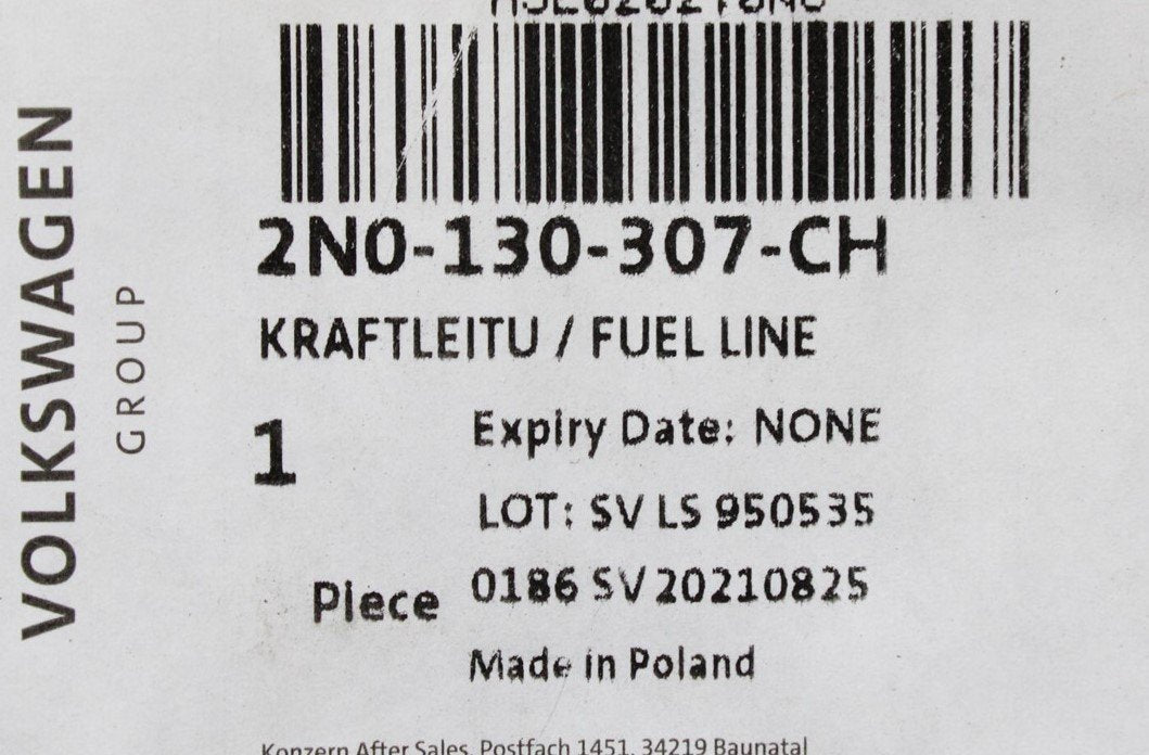 VW Crafter 2017- Engine bay fuel filter lines feed return 2N0130307CH