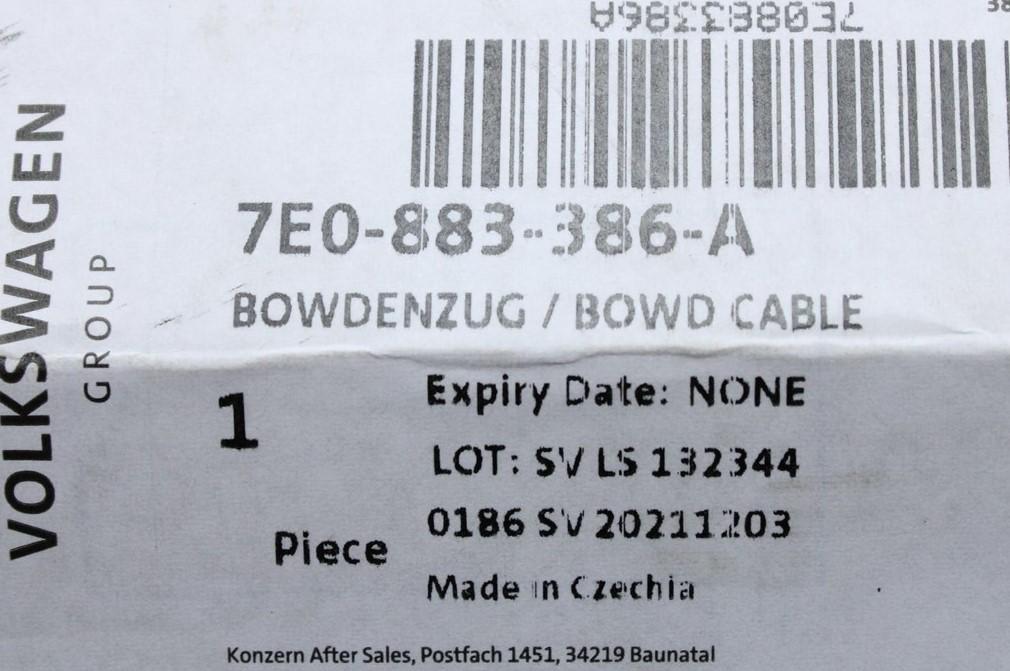 VW T6 T6.1 2 seat bench backrest release cable (right) 7E0883386A