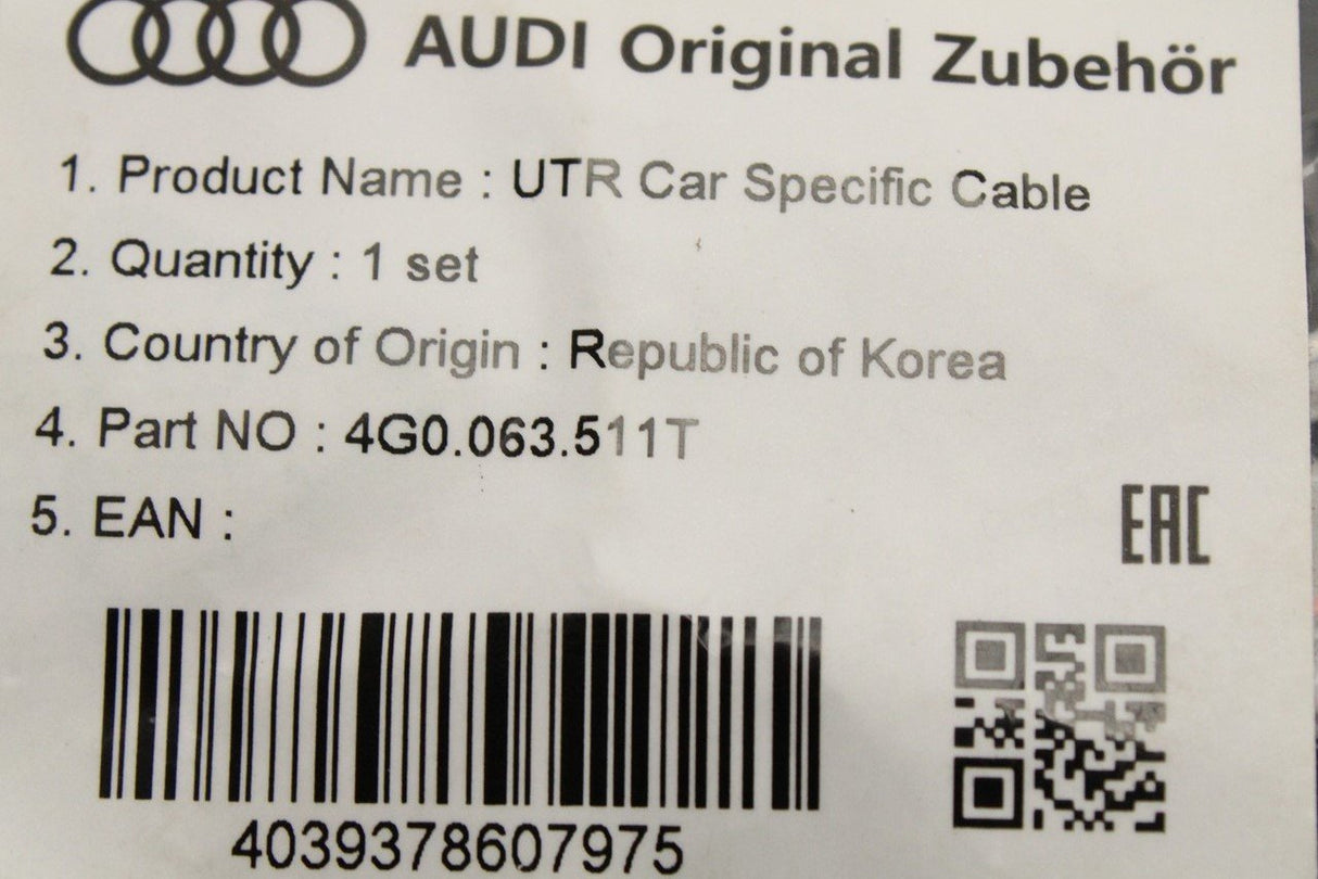 Audi E-Tron 2019-on wiring set for universal traffic recorder 4G0063511T