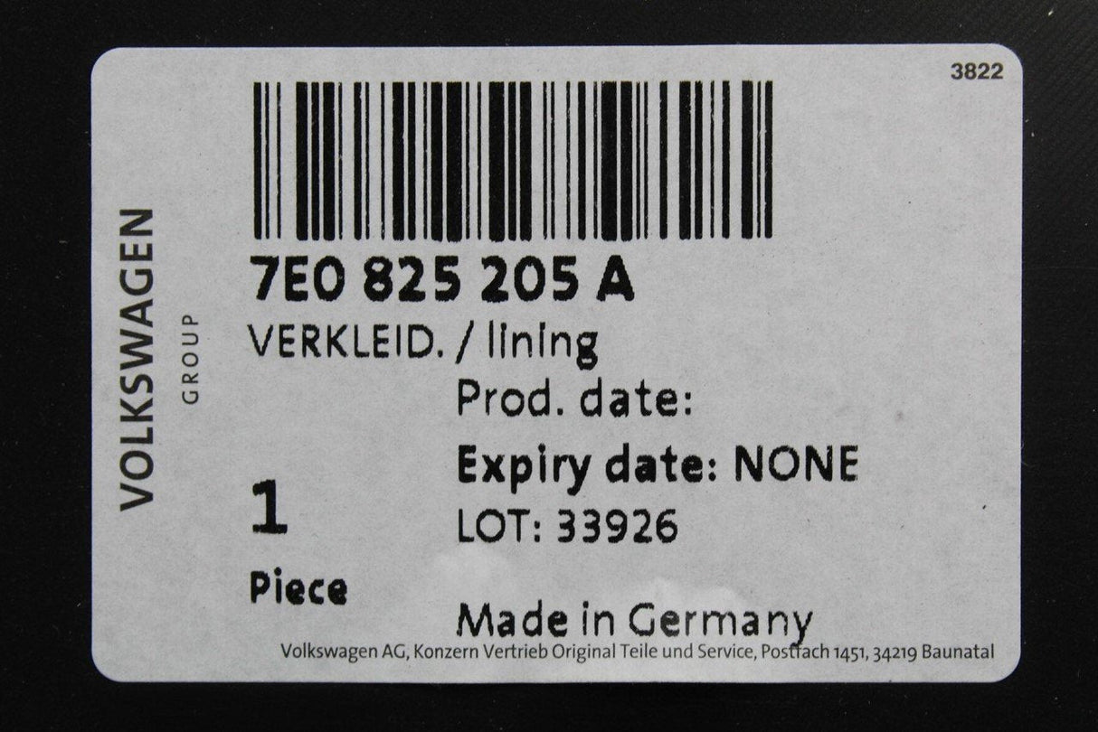 VW Transporter California T5.1 under body trim left front 7E0825205A