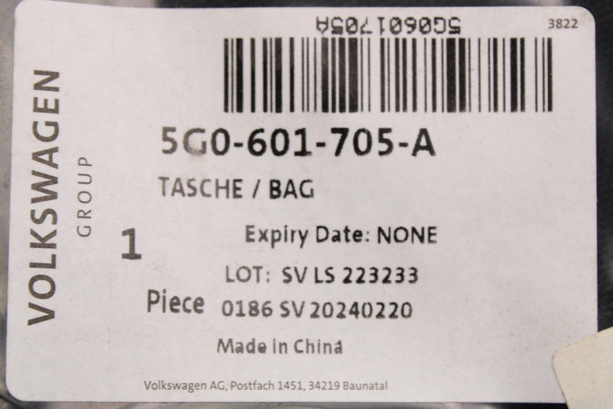 VW Golf Audi Q2 Skoda Karoq SEAT Leon tool kit storage bag 5G0601705A