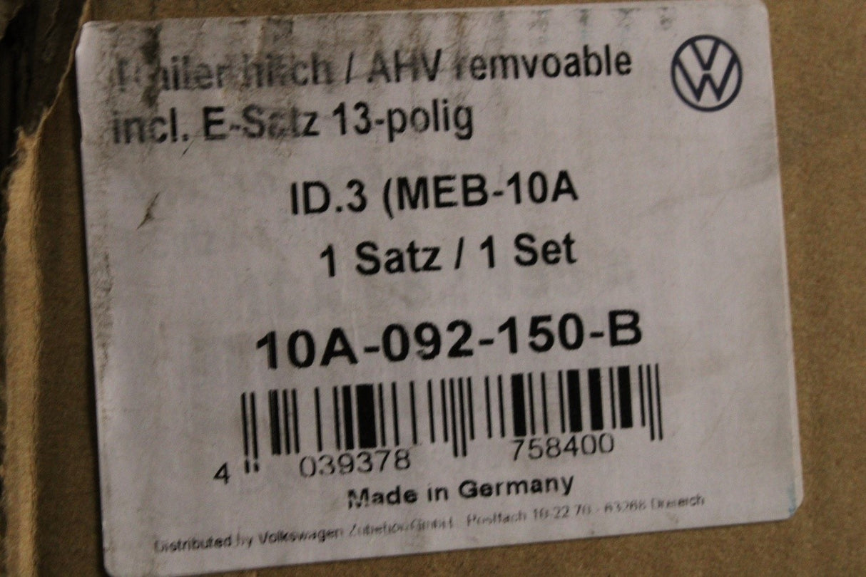 VW ID.3 2020-2022 bicycle carrier tow bar kit 10A092150B