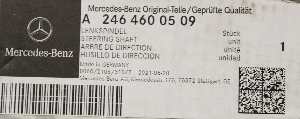 Mercedes-Benz steering column shaft A2464600509