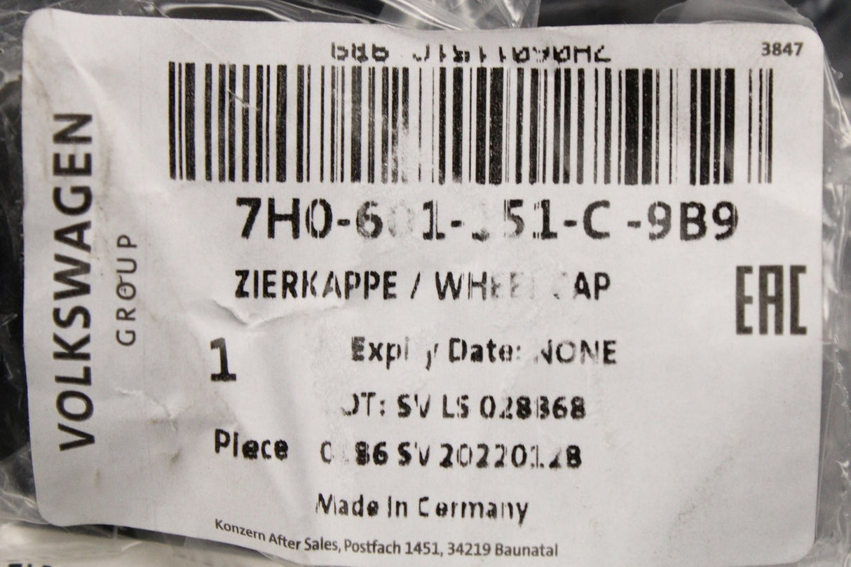 VW Transporter T5 T5.1 steel wheel centre cap (x1) 7H0601151C 9B9