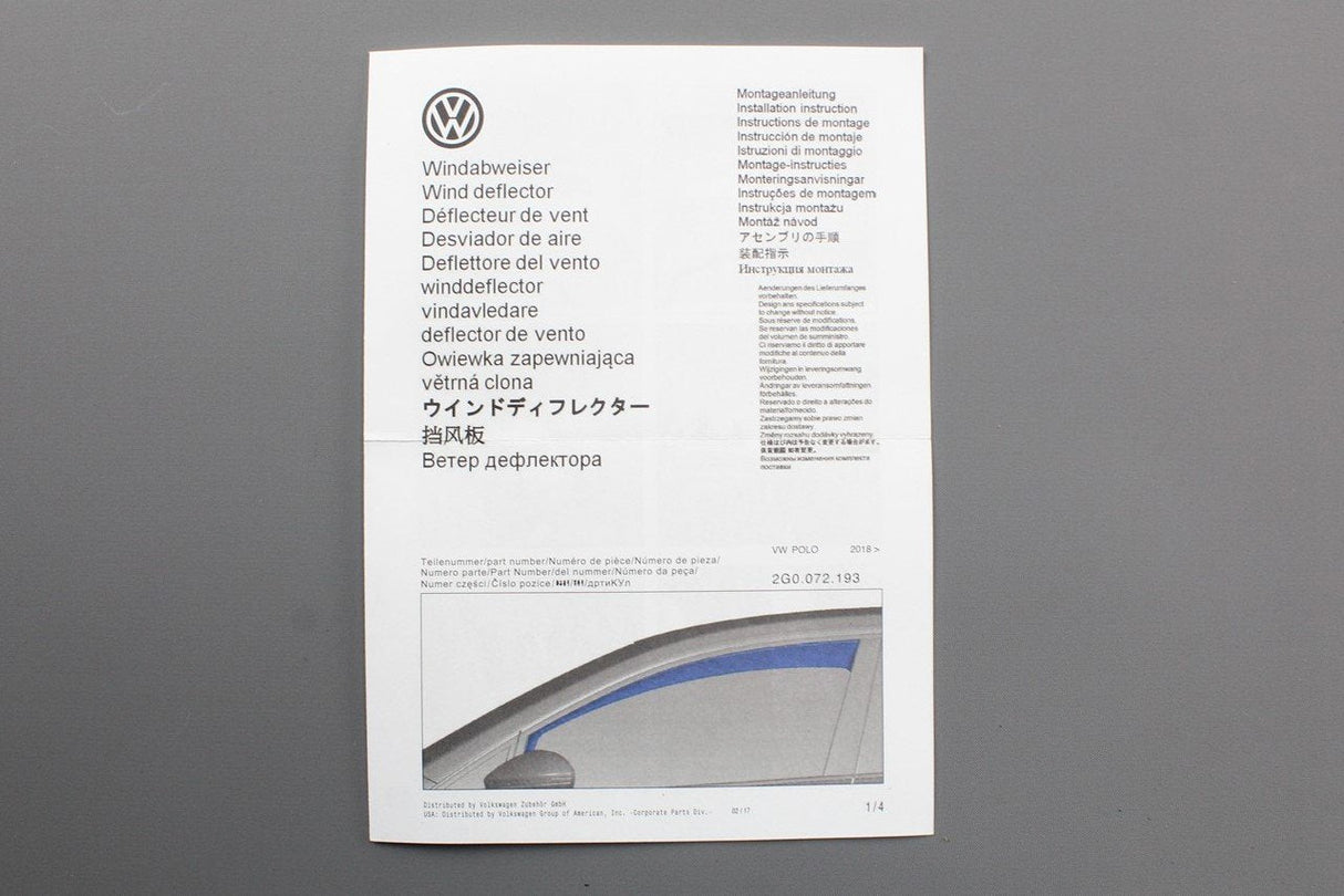 VW Polo AW 2017- Front wind deflectors smoke grey accessory 2G0072193