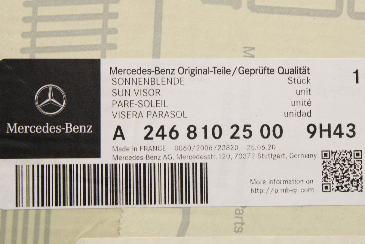 Mercedes-Benz B-Class W242 W246 sun visor (left) A24681025009H43