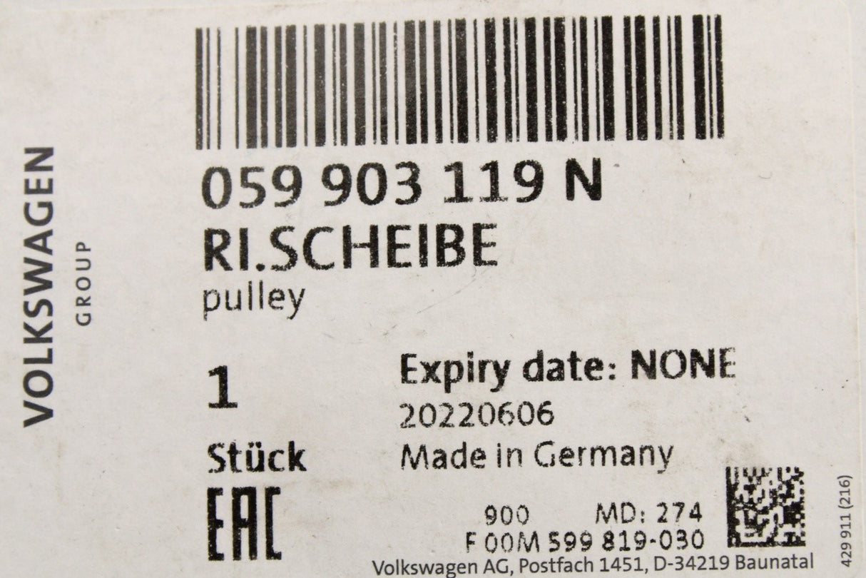 VW Touareg Audi A6 Q7 08-16 alternator pulley with cover cap 059903119N