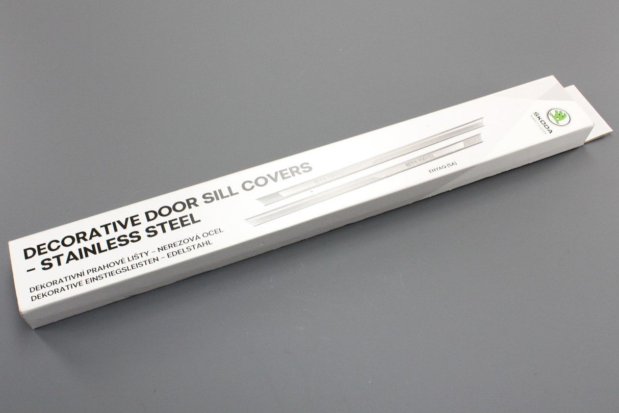 Skoda Enyaq 21-on stainless steel door sill protectors (front) 5LA071303