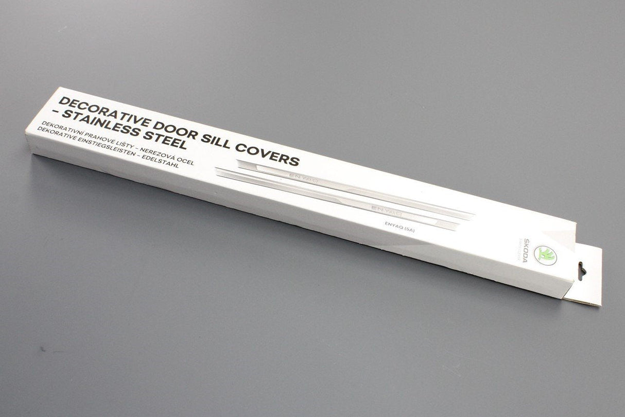 Skoda Enyaq 21-on stainless steel door sill protectors (front) 5LA071303