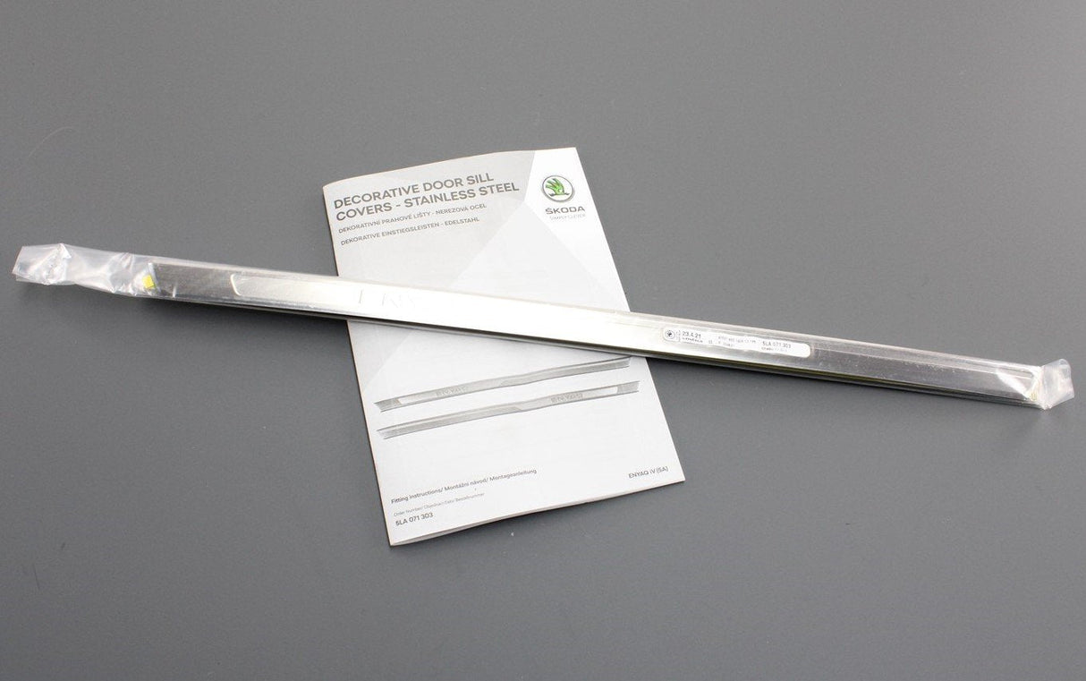 Skoda Enyaq 21-on stainless steel door sill protectors (front) 5LA071303